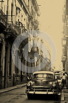 American old car in Havana street, Cuba