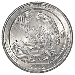 American one quarter coin - el yunque national park