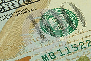 American paper banknote close up