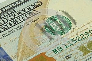 American paper banknote close up