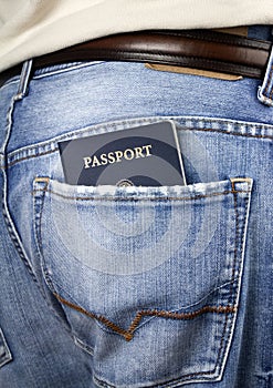 American passport in back pocket