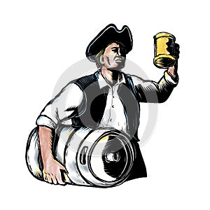 American Patriot Carry Beer Keg Scratchboard