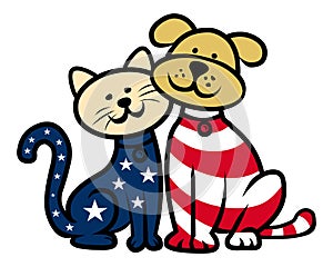 American patriot dog and cat