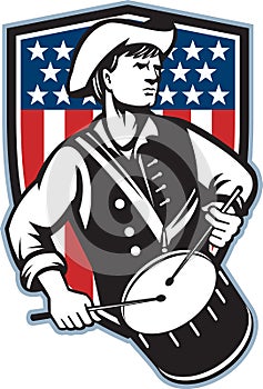 American Patriot Drummer With Flag