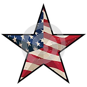 American Patriotic Barn Star with Antique Stars and Stripes Isolated Vector Illustration