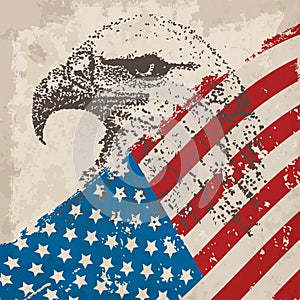 American patriotic eagle in grunge style. EPS 10