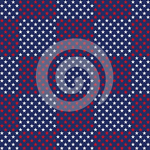 American patriotic seamless pattern white stars on blue background