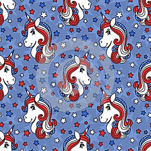 American Patriotic Unicorns Pattern