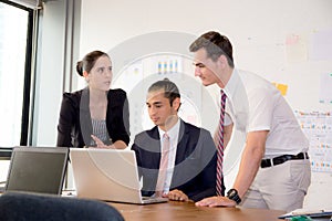 American people business team having using laptop during a meeting.