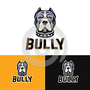 American pit bull terrier head as logo or powerful dog symbol, vector illustration