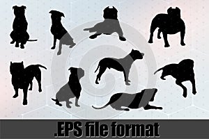 American Pittbull Terrier Dog Silhouette Bundle SVG