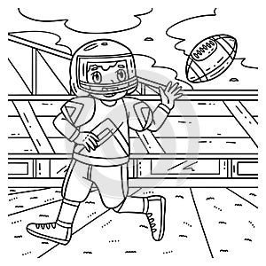 American Player Catching Football Coloring Page