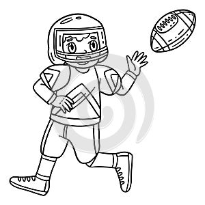 American Player Catching Football Isolated