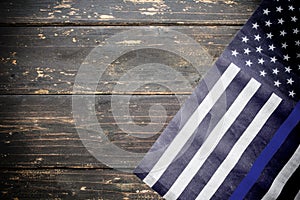 American Police Support Flag Vintage Wooden Background