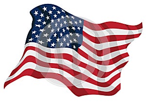 American Pride USA Flag Waving Isolated Vector Illustration