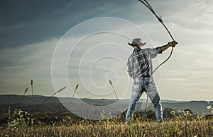 American Rancher with Lasso in His Hands