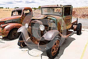 American Rat Rod Truck on the gas station