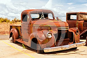 American Rat Rod Truck on the gas station