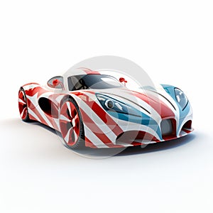 American Red, White And Blue Sports Car With Avant-garde Design