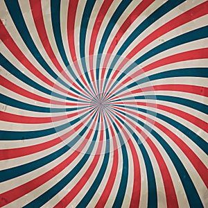 American retro patriotic vector illustration. Concentric stripes in colors of United States flag. Old paper effect. Template for