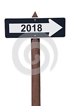 2018 on american road sign isolated on white