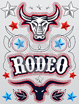 American Rodeo poster - card template - Vector set