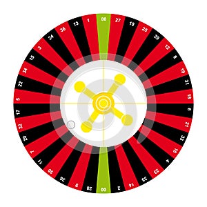 American roulette on white background