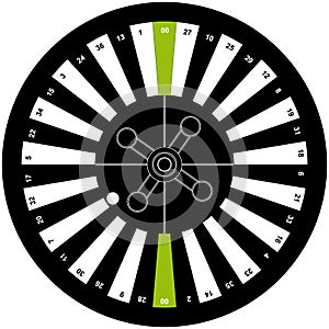 American roulette on white background