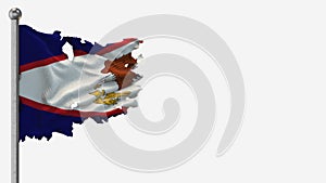 American Samoa 3D tattered waving flag illustration on Flagpole.