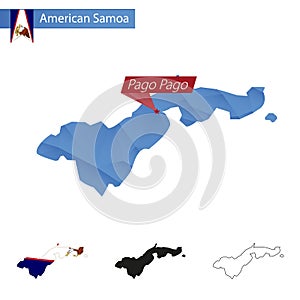 American Samoa blue Low Poly map with capital Pago Pago photo