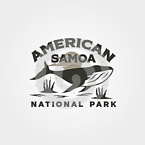 american samoa vintage logo vector with whales symbol illustration design