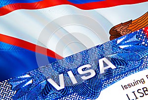 American Samoa visa stamp in passport with text VISA. passport traveling abroad concept. Travel to American Samoa concept -