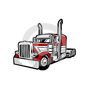 American semi truck vector. 18 wheeler truck vector isolated on white background