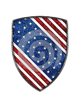 American shield with stars and stripes isolated on white