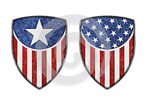 American shield with stars and stripes isolated on white