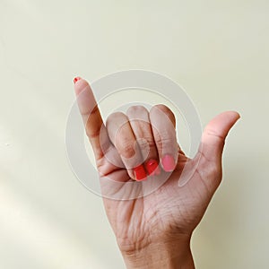 american sign language alphabet letter Y displayed with isolated hand on light background
