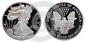 American silver eagle dollar isolated on white background