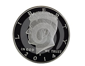 American Silver Half Dollar on White background