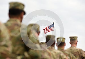 American Soldiers and US Flag. US troops