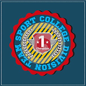American sport college varsity team division champions logo, emblem, label. Very easy to use for apparel