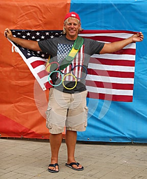 American sport fan supporting team USA during the Rio 2016 Olympic Games