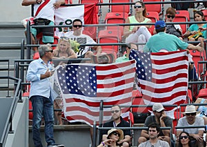 American sport fans supporting team USA during the Rio 2016 Olympic Games at the Olympic Park