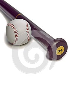 American Sport Ideas. Closeup Image of Laquered Wooden Brown American Baseball Bat Along With Clean Leather Ball Placed Together