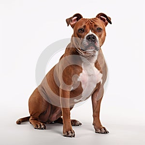 American Staffordshire Terrier breed dog isolated on a clean white background