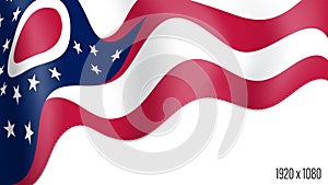 American state of Ohio realistic founding day background. USA state of Ohio banner in motion waving, fluttering in wind. Festive