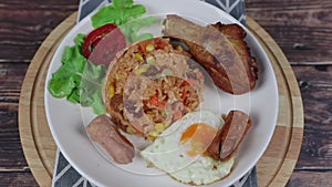 American style breakfast set , fried rice , fried egg ,