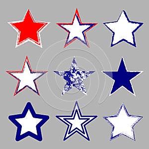American symbols stars icon sign set collection.