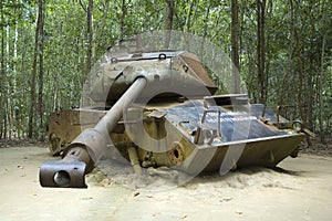 American tank destroyed during Vietnam War