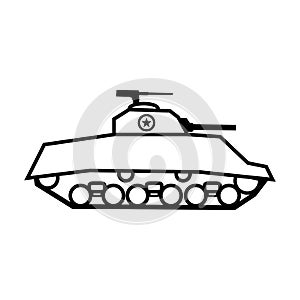 Tank icon on white photo