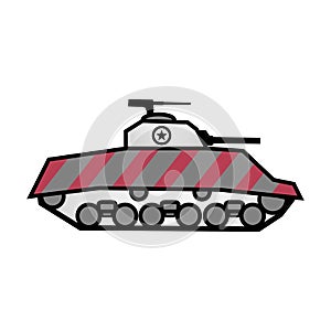 Tank icon on white photo